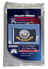 Valley Forge BTUSNV3 Military Navy Flag, Nylon, Dark Blue Background, 5 ft L, 3 ft W