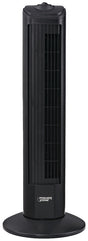 PowerZone TF-28B Oscillating Fan Tower, 120 V, 0.45 A, 90 deg Sweep, 28 in Dia Blade, Plastic Blade, Black