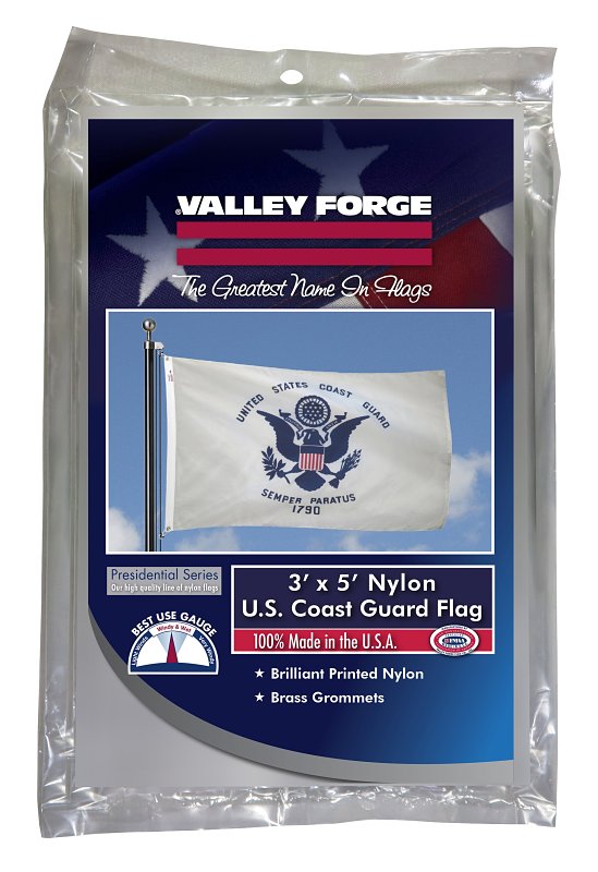 Valley Forge BTUSCG3 Coast Guard Military Flag, Nylon, 5 ft L, 3 ft W