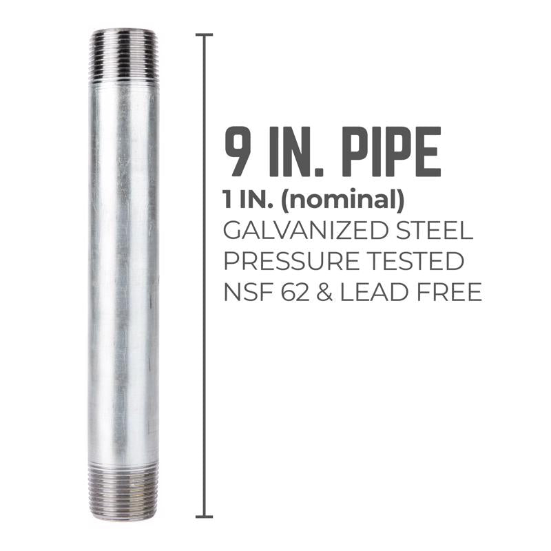STZ Industries 1 in. MIP each X 1 in. D MIP Galvanized Steel 9 in. L Nipple
