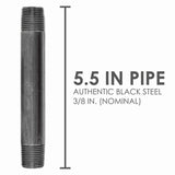 STZ Industries 3/8 in. MIP each X 3/8 in. D MIP Black Steel 5-1/2 in. L Nipple, Pack of 5