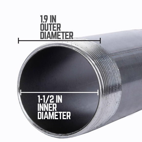 STZ Industries 1-1/2 in. MIP each X 1-1/2 in. D MIP Black Steel 10 in. L Nipple