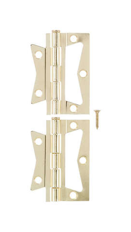 Ace 2.75 in. W X 2-1/2 in. L Bright Brass Brass Non-Mortise Hinge 2 pk, Pack of 5