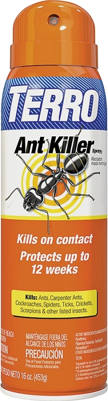 Terro T401-6 Ant Killer, Liquid, Spray Application, Indoor, Outdoor, 16 oz Aerosol Can