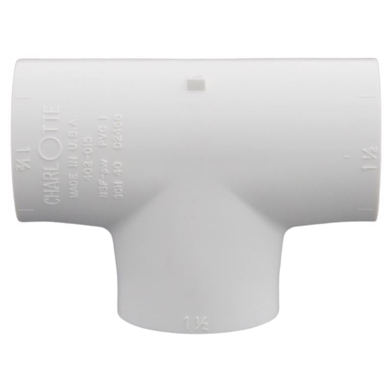Charlotte Pipe Schedule 40 1-1/2 in. Slip X 1-1/2 in. D Slip PVC Tee 1 pk