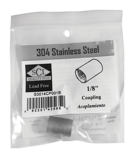 Smith-Cooper 1/8 in. FPT X 1/8 in. D FPT Stainless Steel Coupling