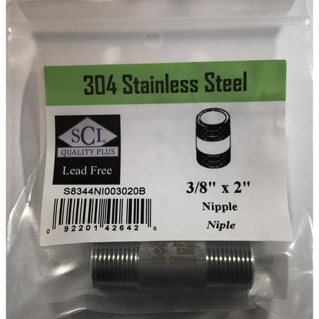 Anvil 3/8 in. MPT Stainless Steel 2 in. L Nipple