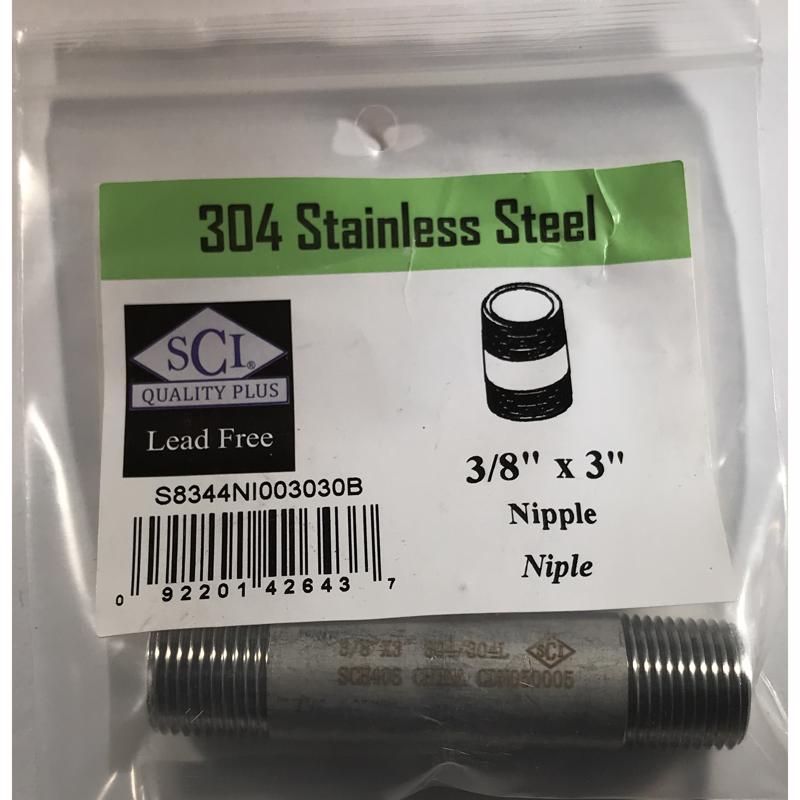 Anvil 3/8 in. MPT Stainless Steel 3 in. L Nipple