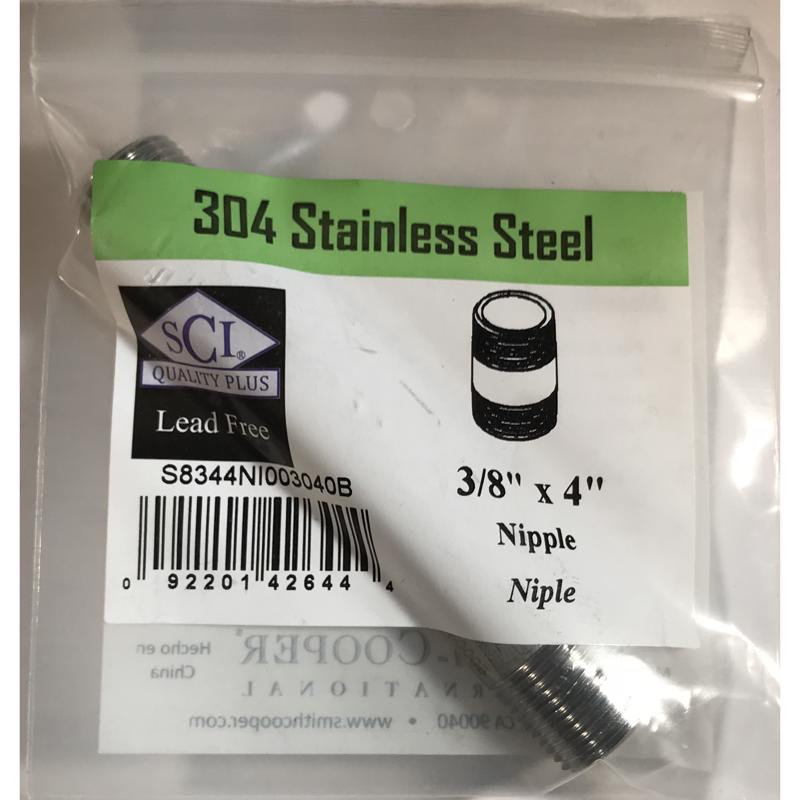 Anvil 3/8 in. MPT Stainless Steel 4 in. L Nipple