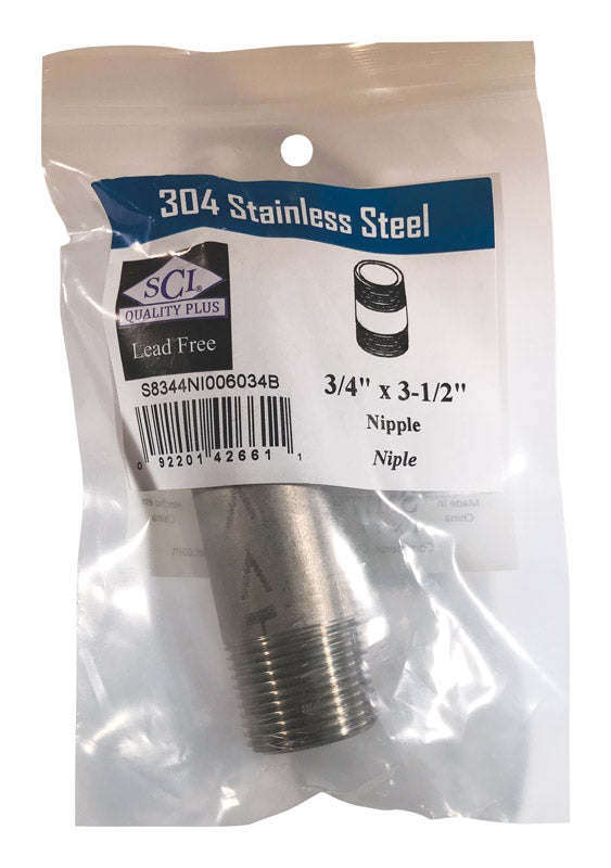 Smith-Cooper 3/4 in. MPT Stainless Steel 3-1/2 in. L Nipple