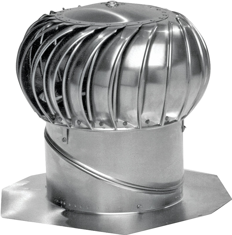 Lomanco Whirlybird GT12 Turbine Ventilator, 12 in Dia Throat, Steel, Silver