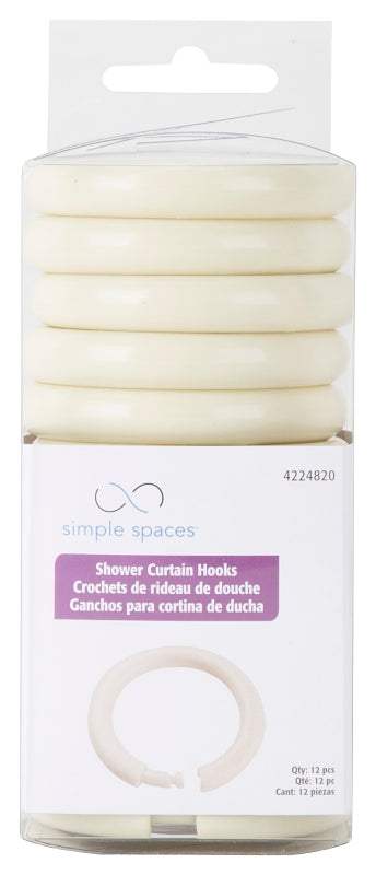 Simple Spaces SD-ORING-B3L Shower Curtain Ring, Plastic, Beige, 1 cm W, 2-3/8 in H