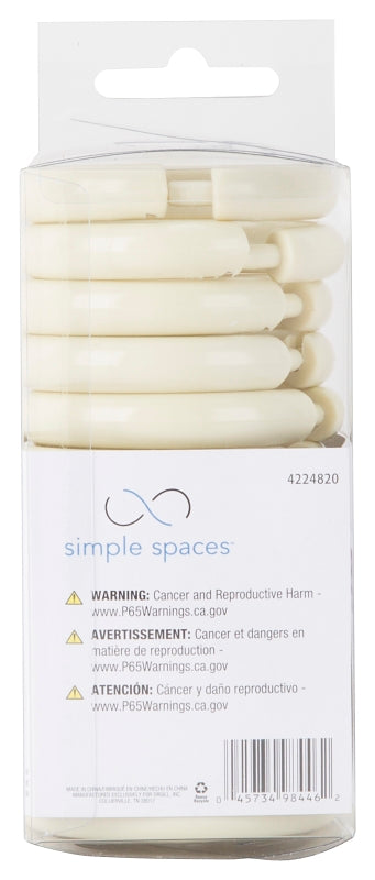 Simple Spaces SD-ORING-B3L Shower Curtain Ring, Plastic, Beige, 1 cm W, 2-3/8 in H