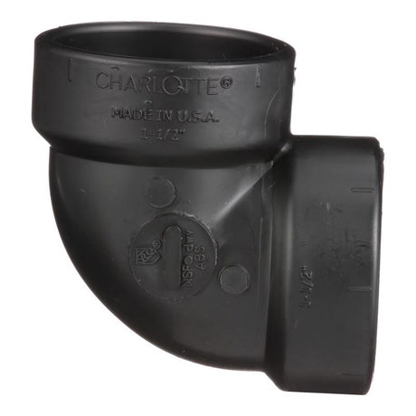 Charlotte Pipe 1-1/2 in. Hub X 1-1/2 in. D Hub ABS Elbow