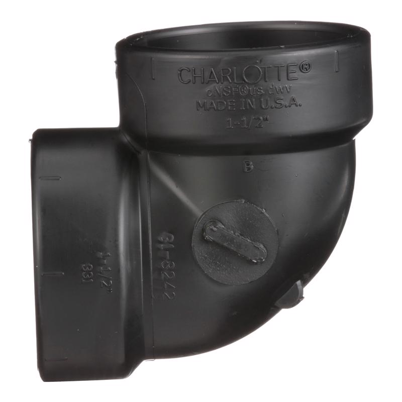 Charlotte Pipe 1-1/2 in. Hub X 1-1/2 in. D Hub ABS Elbow
