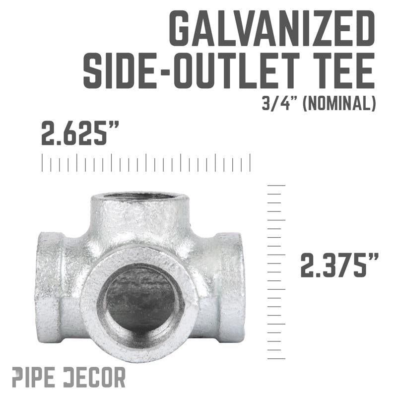 STZ Industries 3/4 in. FIP each X 3/4 in. D FIP 3/4 in. D FIP Galvanized Malleable Iron Side Out Tee