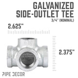 STZ Industries 3/4 in. FIP each X 3/4 in. D FIP 3/4 in. D FIP Galvanized Malleable Iron Side Out Tee