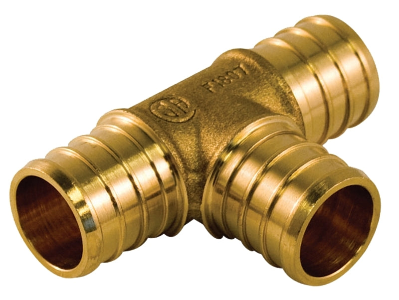 aqua-dynamic 9778-443 Pipe Fitting Tee, 3/4 x 1/2 in, PEX-B, Brass