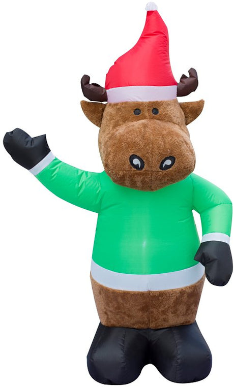 Hometown Holidays 90519 Inflatable Bear Moose Penguin, 4 ft H, Nylon, Black/Brown/Green/Red/White, LED Bulb, Pack of 6