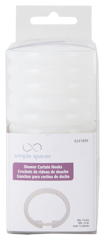 Simple Spaces SD-ORING-F3L Shower Curtain Ring, Plastic, Frosted, 1 cm W, 2-3/8 in H