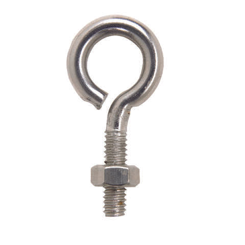 Hampton 1/4 in. X 2 in. L Stainless Stainless Steel Eyebolt with Nut Nut Included, Pack of 10