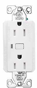 Eaton WFTRCR15-W-SP-L Smart Duplex Receptacle, 2-Pole, 15 A, 120 VAC, NEMA 5-15R Socket, White