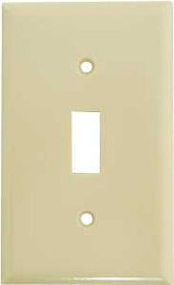 Eaton Wiring Devices 2134V-BOX Wallplate, Standard-Size, 4-1/2 in L, 2-3/4 in W, 1-Gang, Thermoset, Ivory, High-Gloss, Pack of 25