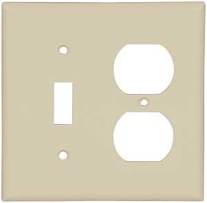 Eaton Wiring Devices 2138V-BOX Combination Wallplate, 4-1/2 in L, 4-9/16 in W, 2 -Gang, Thermoset, Ivory, Pack of 10