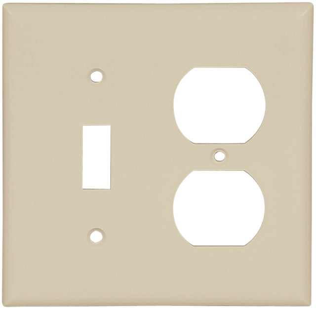 Eaton Wiring Devices 2138V-BOX Combination Wallplate, 4-1/2 in L, 4-9/16 in W, 2 -Gang, Thermoset, Ivory, Pack of 10