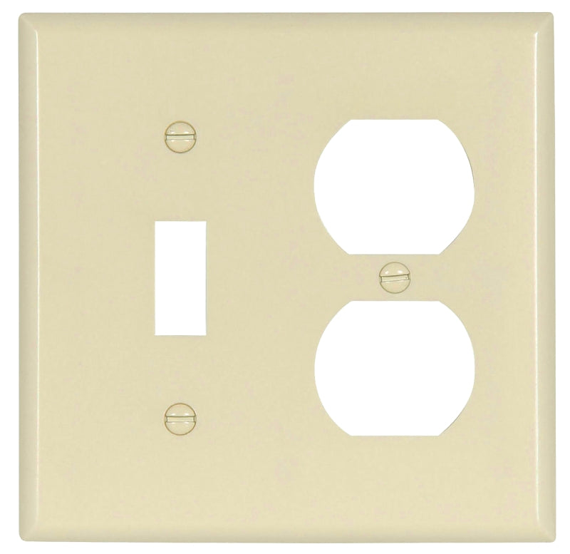 Eaton Wiring Devices 2138LA-BOX Combination Wallplate, 4-1/2 in L, 4-9/16 in W, 2 -Gang, Thermoset, Light Almond
