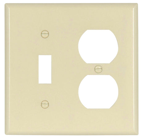 Eaton Wiring Devices 2138LA-BOX Combination Wallplate, 4-1/2 in L, 4-9/16 in W, 2 -Gang, Thermoset, Light Almond