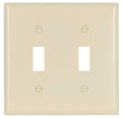 Eaton Wiring Devices 2139LA-BOX Wallplate, 4-1/2 in L, 4-9/16 in W, 2 -Gang, Thermoset, Light Almond, High-Gloss