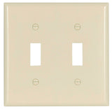 Eaton Wiring Devices 2139LA-BOX Wallplate, 4-1/2 in L, 4-9/16 in W, 2 -Gang, Thermoset, Light Almond, High-Gloss