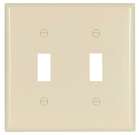 Eaton Wiring Devices 2139LA-BOX Wallplate, 4-1/2 in L, 4-9/16 in W, 2 -Gang, Thermoset, Light Almond, High-Gloss