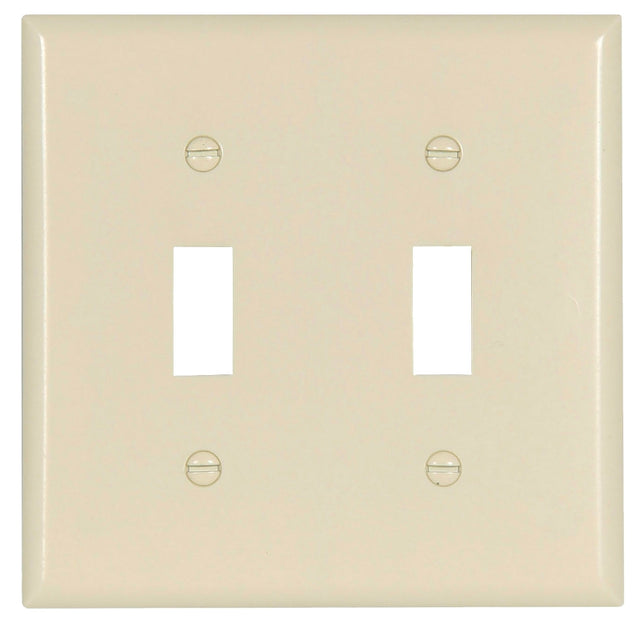 Eaton Wiring Devices 2139LA-BOX Wallplate, 4-1/2 in L, 4-9/16 in W, 2 -Gang, Thermoset, Light Almond, High-Gloss