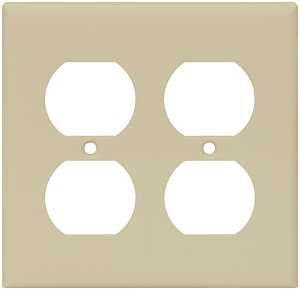 Eaton Wiring Devices 2150V-BOX Receptacle Wallplate, 4-1/2 in L, 4-9/16 in W, 2 -Gang, Thermoset, Ivory, Pack of 10