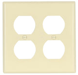 Eaton Wiring Devices 2150LA-BOX Receptacle Wallplate, 4-1/2 in L, 4-9/16 in W, 2 -Gang, Thermoset, Light Almond