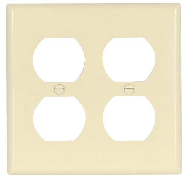 Eaton Wiring Devices 2150LA-BOX Receptacle Wallplate, 4-1/2 in L, 4-9/16 in W, 2 -Gang, Thermoset, Light Almond