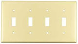 Eaton Wiring Devices 2154V-BOX Wallplate, 4-1/2 in L, 8.19 in W, 4 -Gang, Thermoset, Ivory, High-Gloss