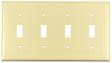 Eaton Wiring Devices 2154V-BOX Wallplate, 4-1/2 in L, 8.19 in W, 4 -Gang, Thermoset, Ivory, High-Gloss