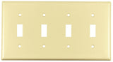 Eaton Wiring Devices 2154V-BOX Wallplate, 4-1/2 in L, 8.19 in W, 4 -Gang, Thermoset, Ivory, High-Gloss
