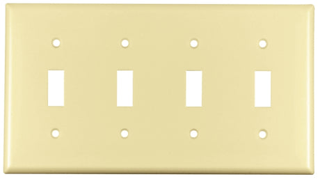 Eaton Wiring Devices 2154V-BOX Wallplate, 4-1/2 in L, 8.19 in W, 4 -Gang, Thermoset, Ivory, High-Gloss