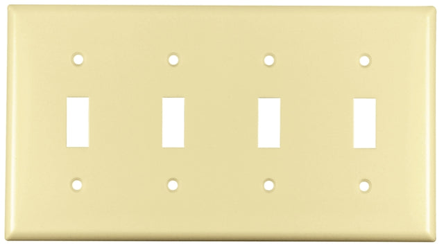 Eaton Wiring Devices 2154V-BOX Wallplate, 4-1/2 in L, 8.19 in W, 4 -Gang, Thermoset, Ivory, High-Gloss
