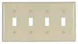 Eaton 2154LA-BOX Switch Wallplate, 4-1/2 in L, 8.19 in W, 4-Gang, Thermoset, Light Almond