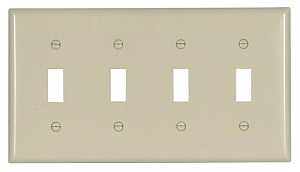 Eaton 2154LA-BOX Switch Wallplate, 4-1/2 in L, 8.19 in W, 4-Gang, Thermoset, Light Almond