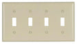 Eaton 2154LA-BOX Switch Wallplate, 4-1/2 in L, 8.19 in W, 4-Gang, Thermoset, Light Almond