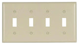 Eaton 2154LA-BOX Switch Wallplate, 4-1/2 in L, 8.19 in W, 4-Gang, Thermoset, Light Almond