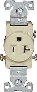 Eaton Wiring Devices 1877V-BOX Single Receptacle, 2 -Pole, 125 V, 20 A, Side Wiring, NEMA: NEMA 5-20R, Ivory