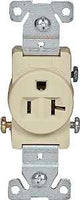 Eaton Wiring Devices 1877V-BOX Single Receptacle, 2 -Pole, 125 V, 20 A, Side Wiring, NEMA: NEMA 5-20R, Ivory