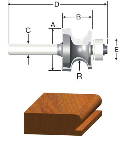 Vermont American 1 in. D X 3/16 in. X 2-1/8 in. L Carbide Tipped Edgebead Router Bit